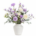 Bouquet de Fleurs Artificielles Violet et Blanc avec Vase