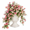 Arrangement floral décoratif en pot rose et blanc