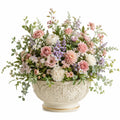 Composition florale artificielle élégante couleur pastel avec vase