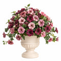 Arrangement Floral Artificiel en Pot avec Fleurs Roses et Bordeaux