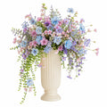 Arrangement Floral Pastel avec Vase Crème