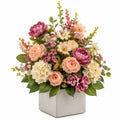 Arrangement Floral Artificiel avec Vase Carré Multicolore