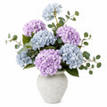 Bouquet d'Hortensias Artificiels Bleu et Violet en Pot