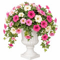 Arrangement de Fleurs Artificielles avec Pot Blanc et Fleurs Roses