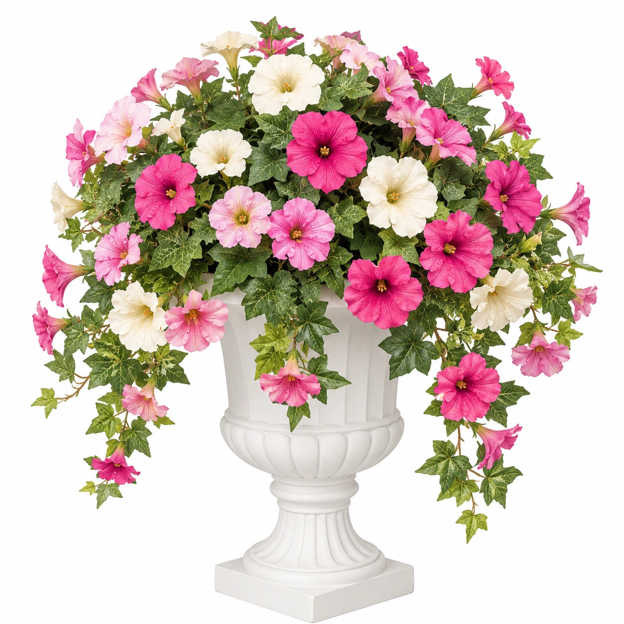 Arrangement de Fleurs Artificielles avec Pot Blanc et Fleurs Roses