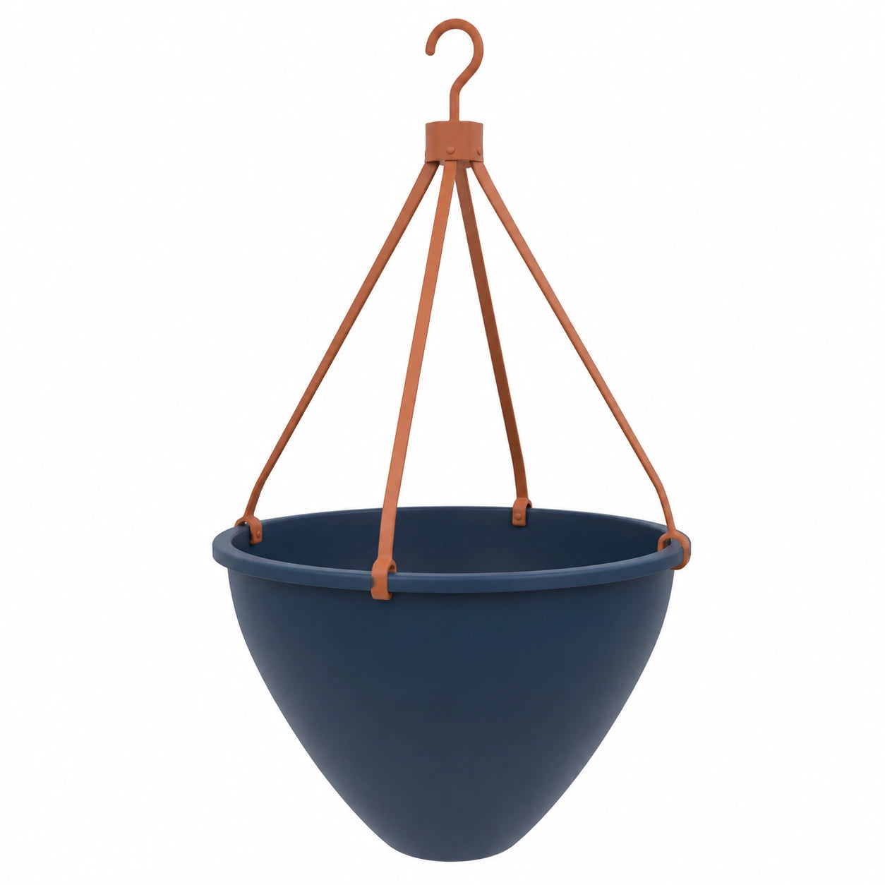 Pot de Fleur Suspendu Bleu Marine avec Crochet Marron
