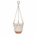 Pot de Fleur Suspendu en Céramique avec Corde en Coton Blanc et Terracotta
