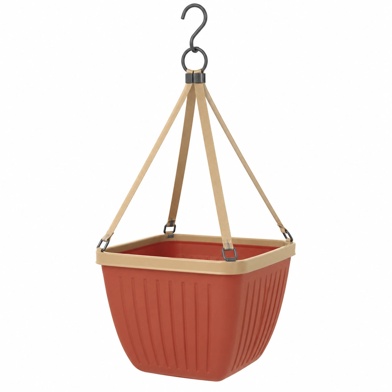 Pot de Fleurs Suspendu Rouge et Beige pour Extérieur 20x20x18 cm