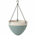 Panier à fleurs suspendu bleu-gris et écru