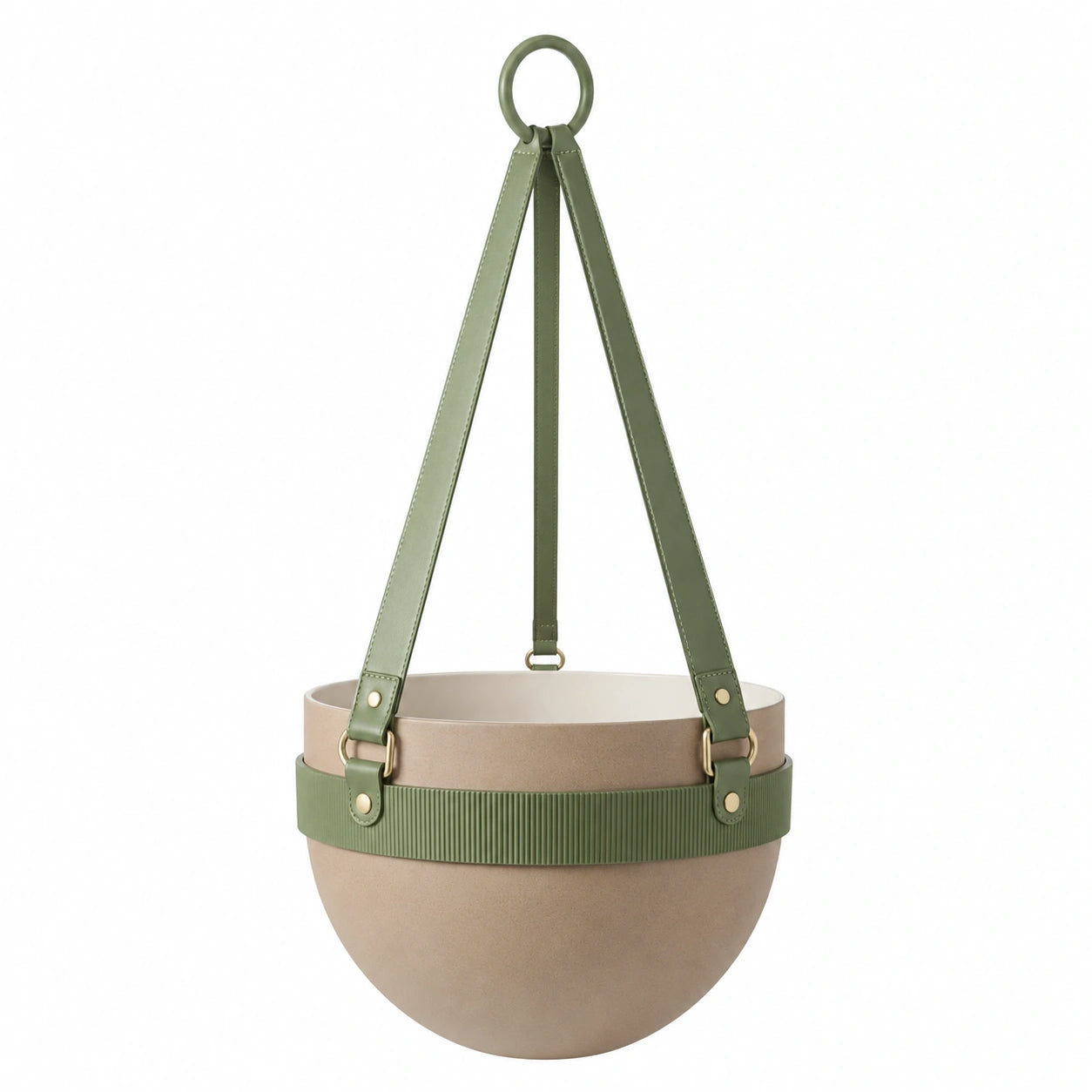 Pot de Fleur Suspendu Beige et Vert