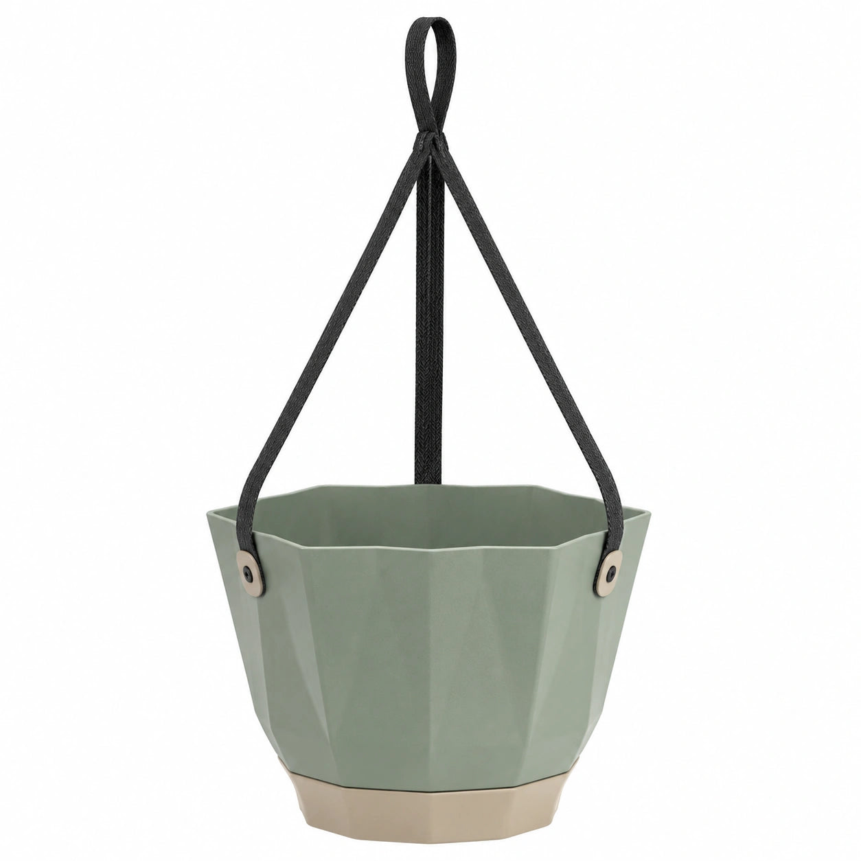 Pot de Plante Suspendu Vert avec Corde Noire