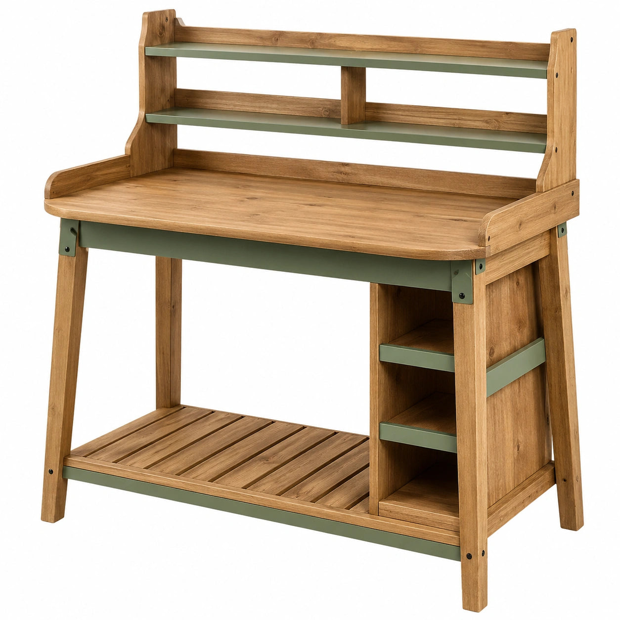 Établi de Jardin en Bois avec Étagères Marron/Vert