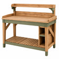 Table de Rempotage de Jardin Extérieure avec Étagères Marron/Vert