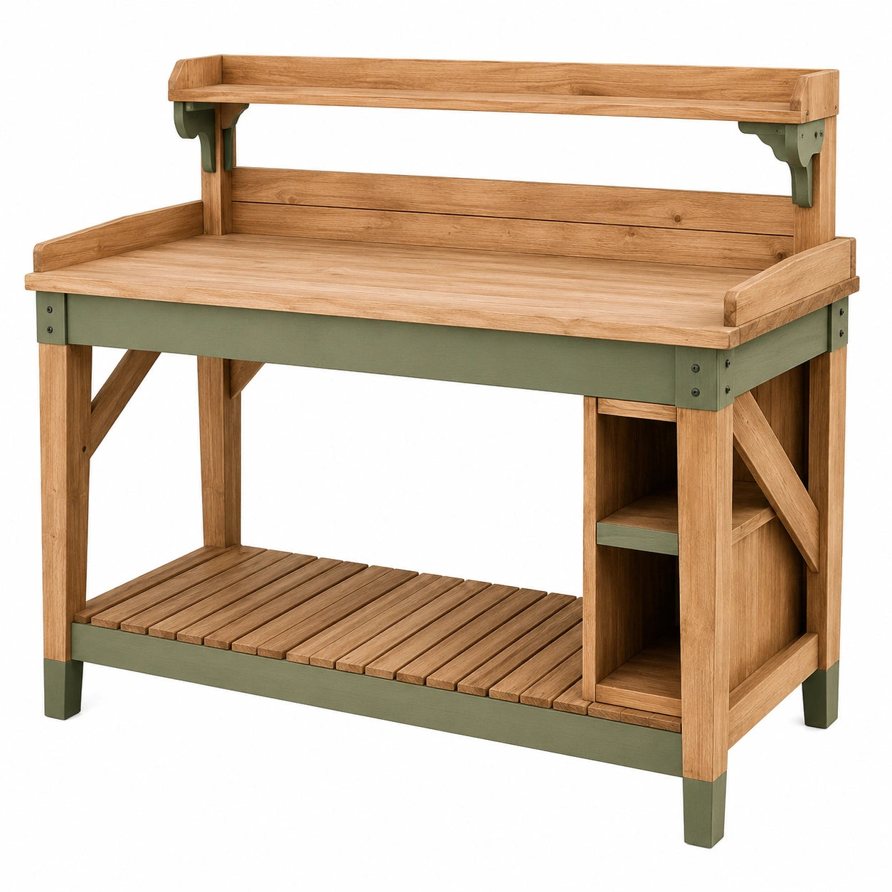 Table de Rempotage de Jardin Extérieure avec Étagères Marron/Vert