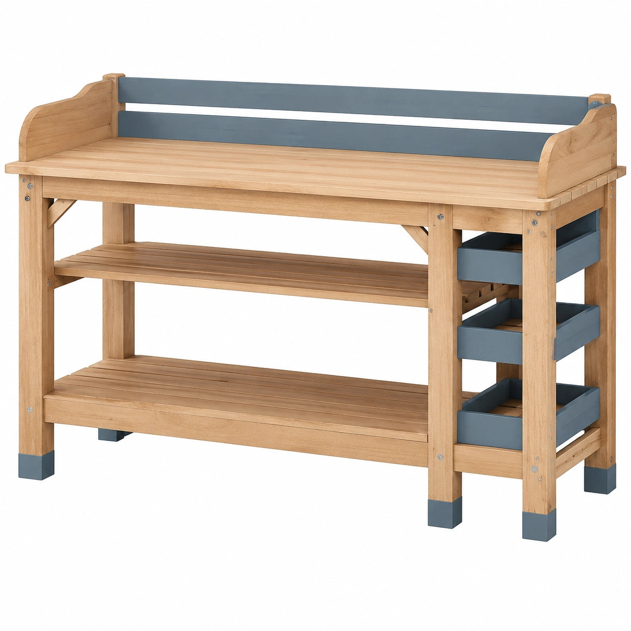 Table de Rempotage de Jardin avec Étagères Bois et Gris