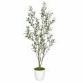 Arbre d'olivier artificiel vert 150 cm avec pot blanc pour intérieur