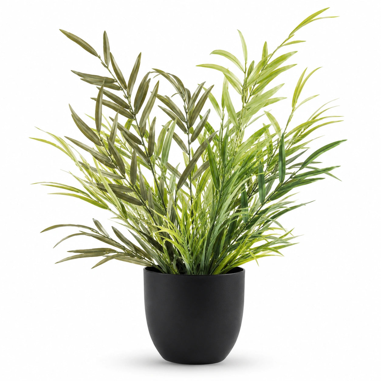 Plante artificielle avec pot noir, feuilles vertes de palmier 75 cm