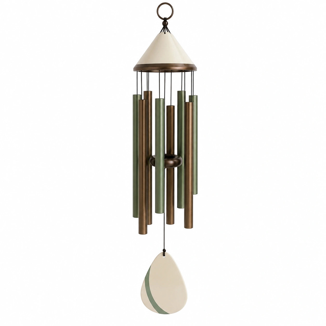 Carillon éolien extérieur marron et vert 80 cm
