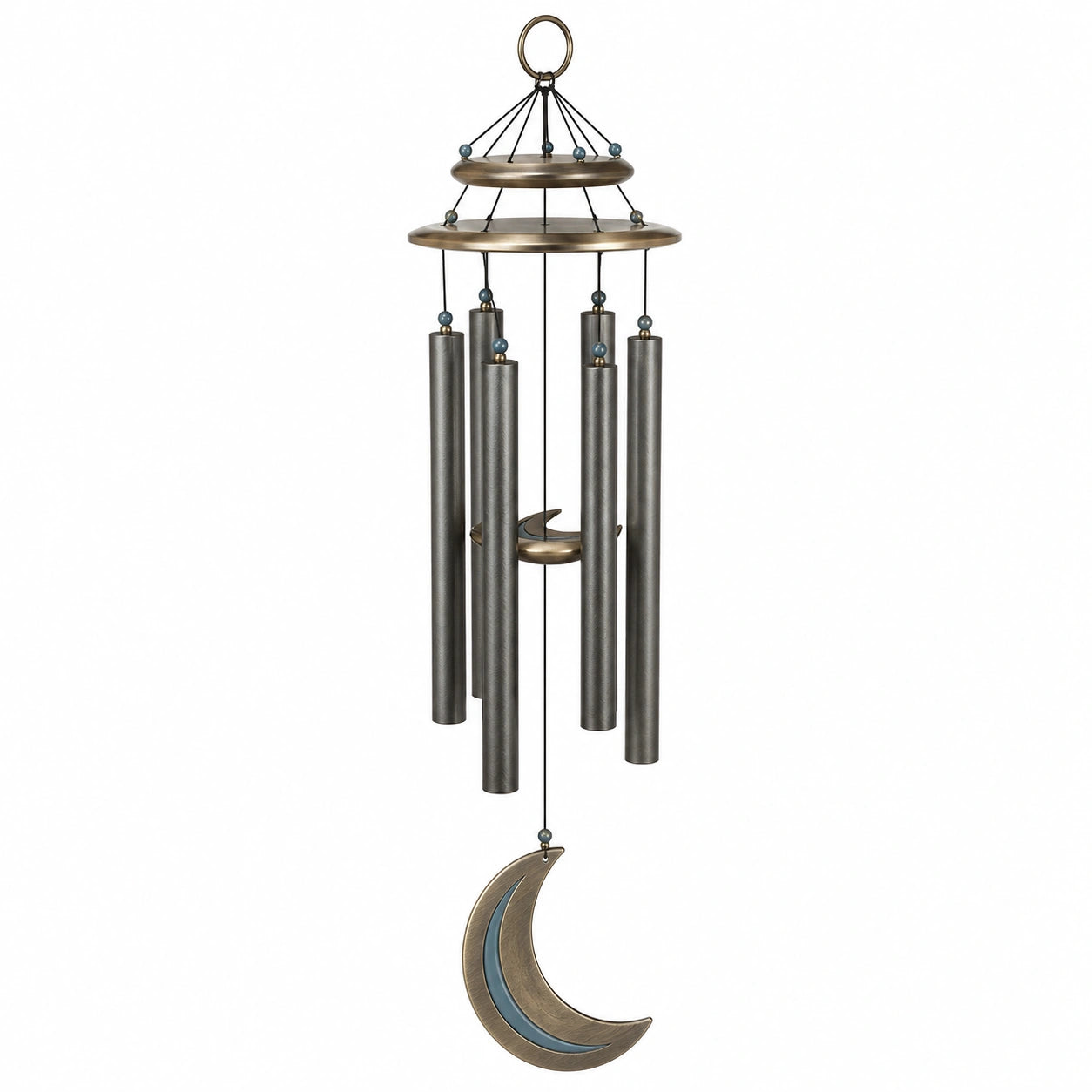 Carillon Éolien Gris et Bronze avec Motif Lune