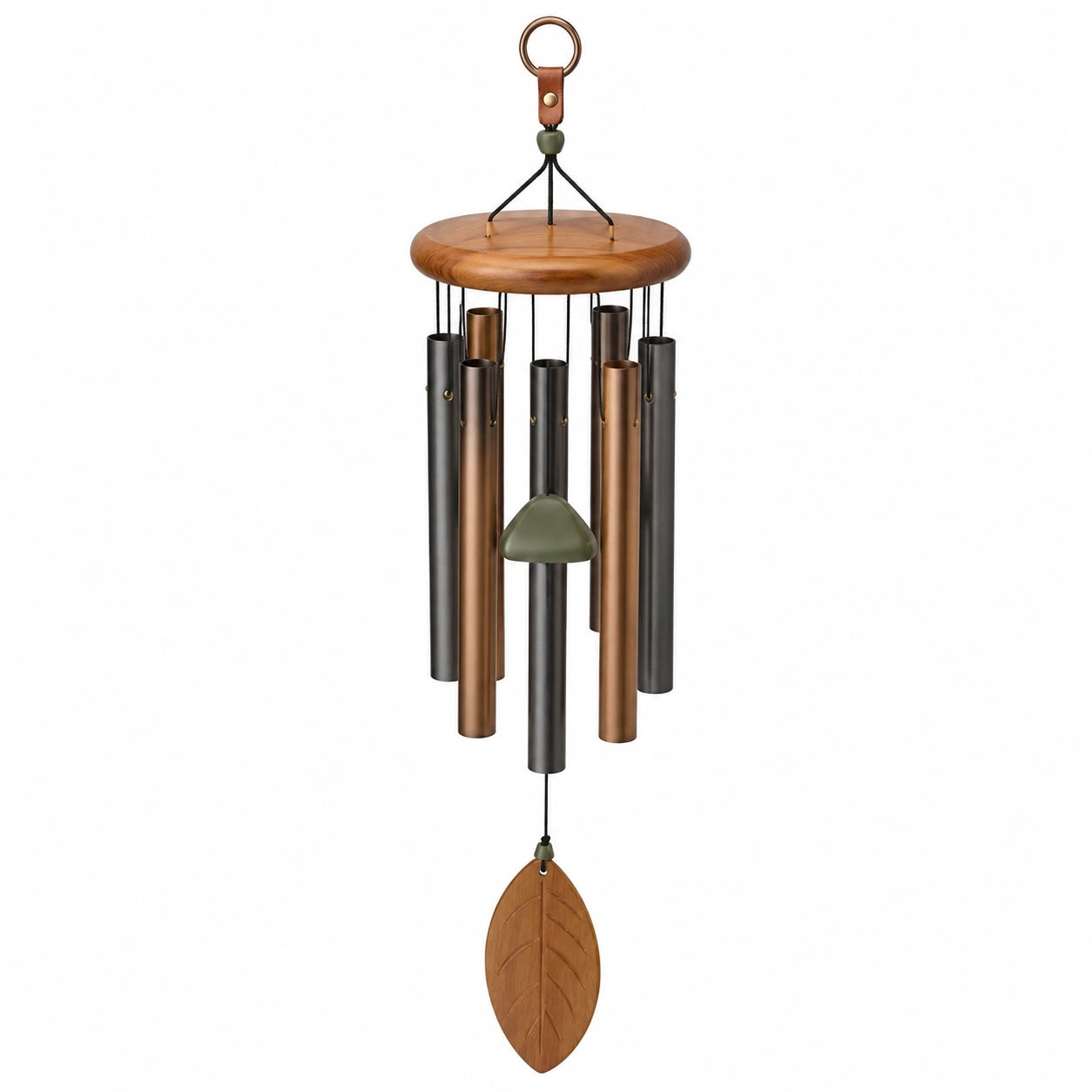 Carillon Éolien en Métal et Bois Bronze/Noir 82 cm