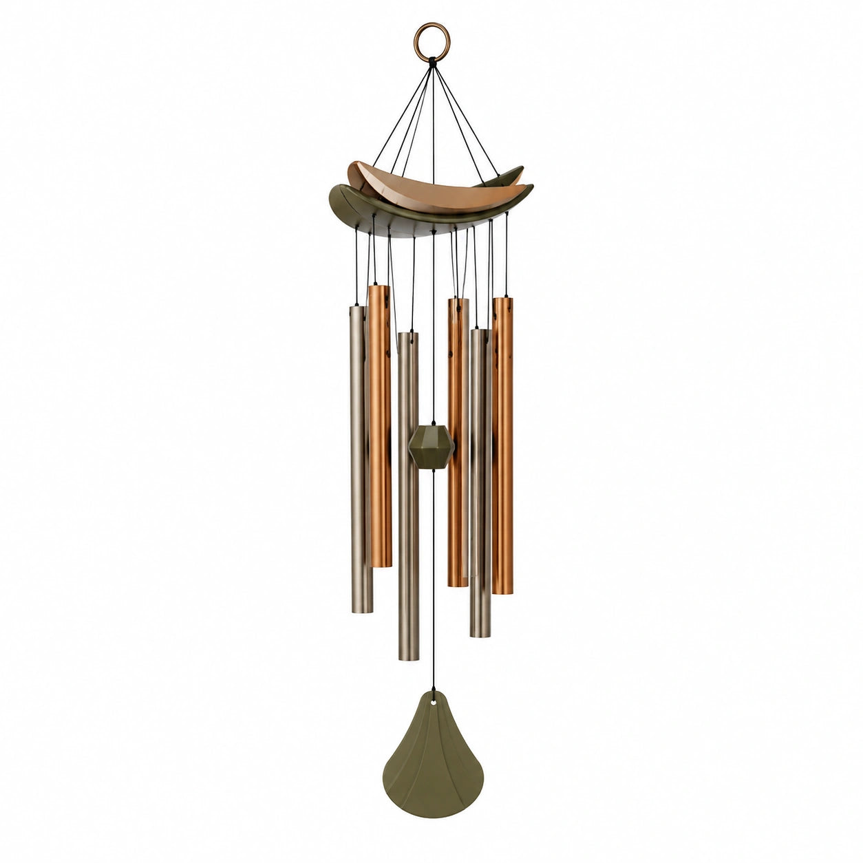 Carillon à vent en cuivre et gris pour intérieur et extérieur