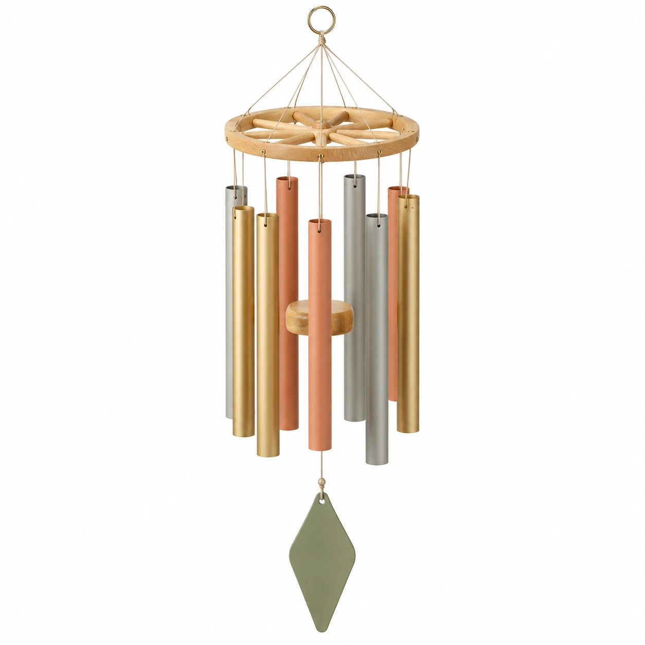 Carillon à vent multicolore en or, argent et cuivre pour intérieur et extérieur