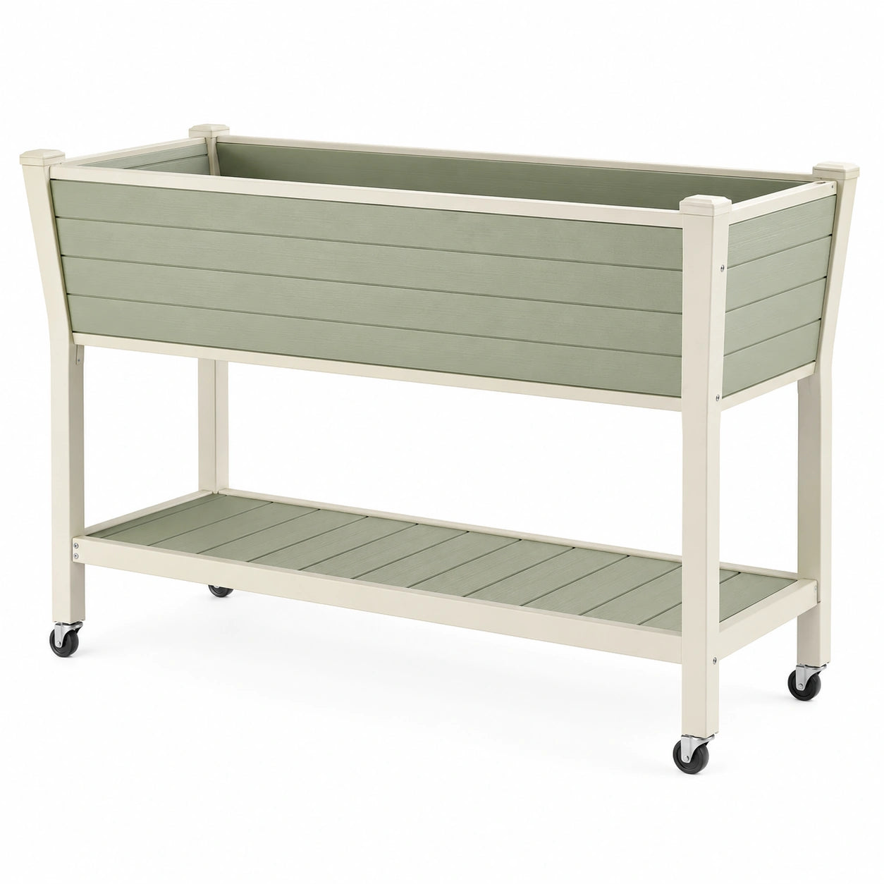 Jardinière surélevée avec roulettes Vert/Beige 100x40x80 cm