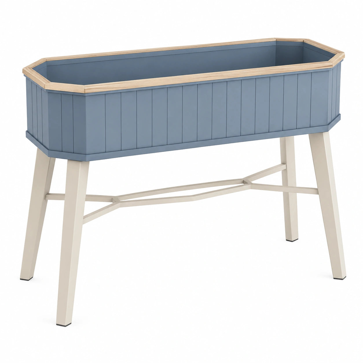 Jardinière surélevée extérieure bleue et beige 80 cm