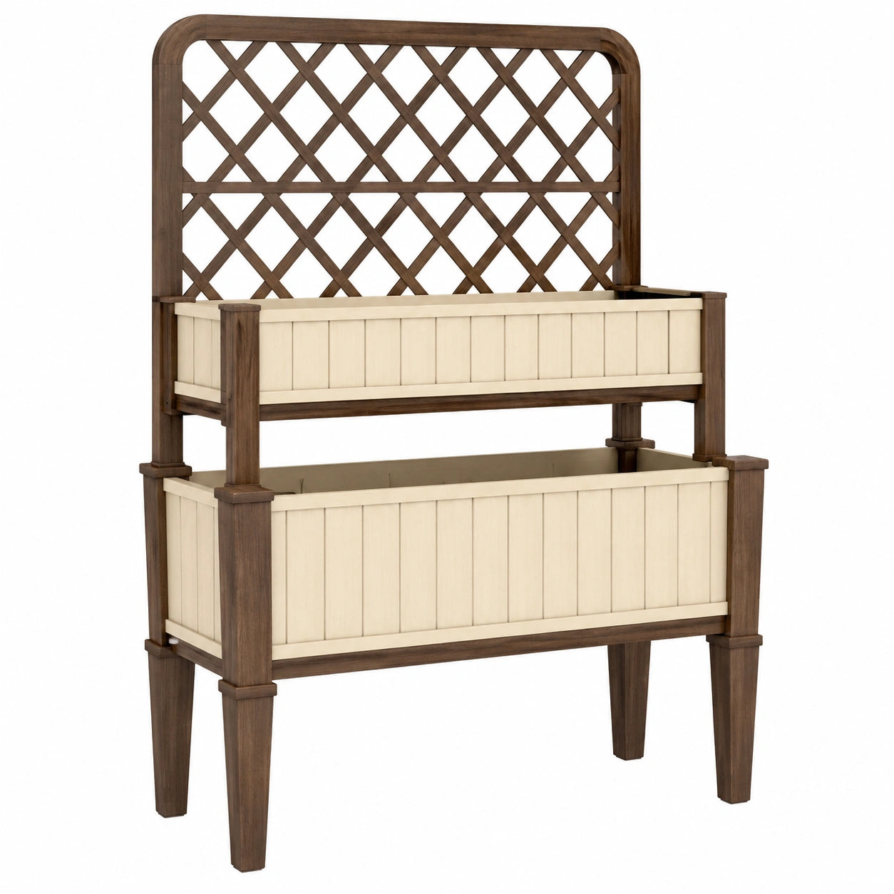 Jardinière surélevée avec treillis en Bois et Crème
