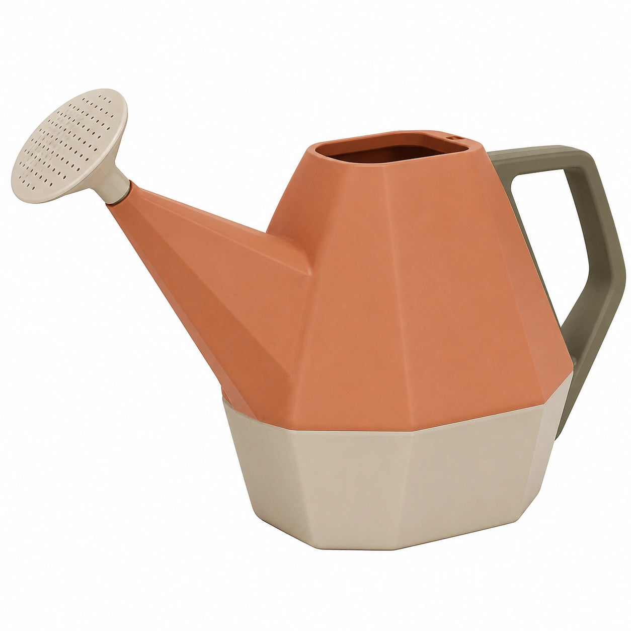 Arrosoir Géométrique 5L Orange/Beige/Vert avec Poignée Ergonomique